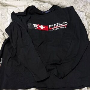 Polo by Ralph Lauren Black Long Sleeve Tee with Red and White Logo